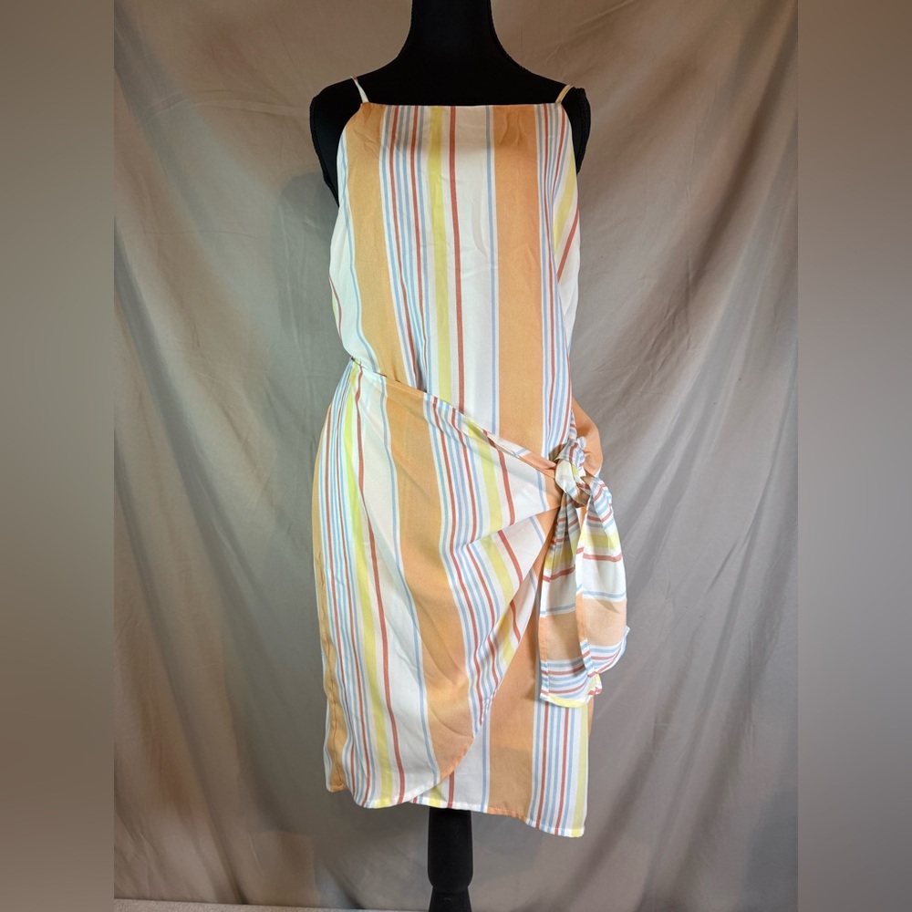 Altar’d State Pastel Striped Faux Wrap Dress